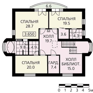 Готовый проект дома с цокольным этажом / План мансардного этажа