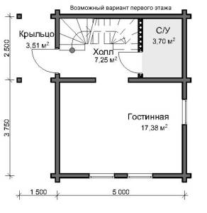 Готовый дом из профилированного или клеенного бруса / План 1 этажа