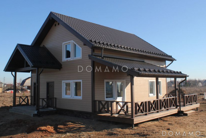 Проект дома из кирпича с местом для установки камина в гостиной