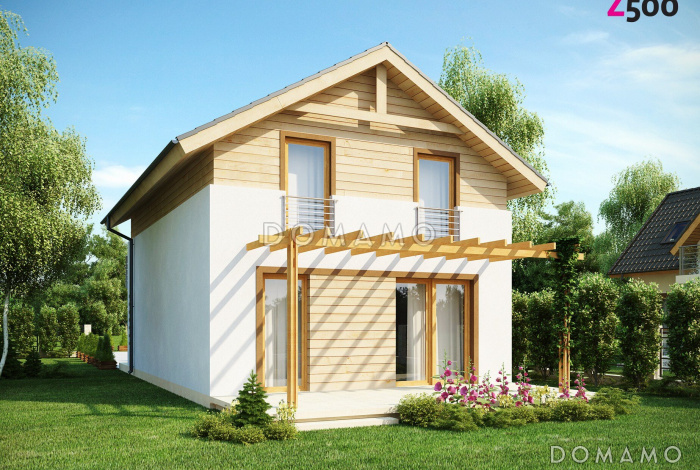 Проект одноэтажного мансардного дома из газобетона с кабинетом и с высокой аттиковой стеной для каркасного строительства