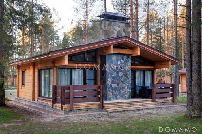 Проект одноэтажного дома из клееного бруса общей площадью 100 м. кв.