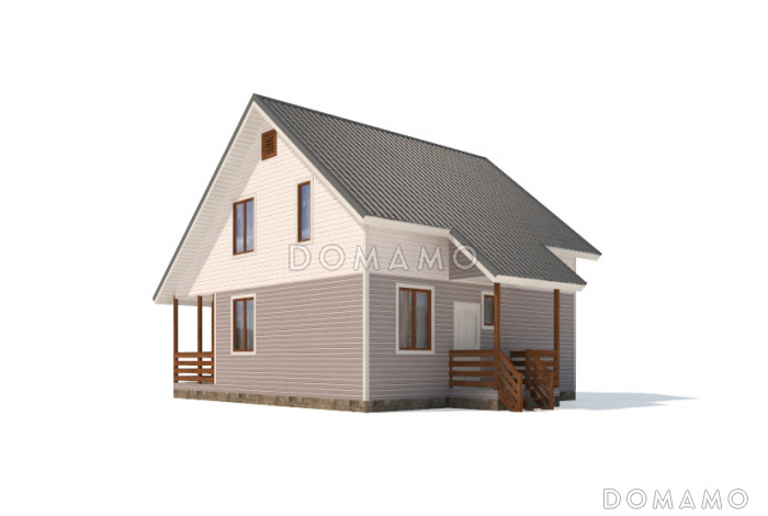 Проект  дома из клееного бруса 8х7 с мансардой