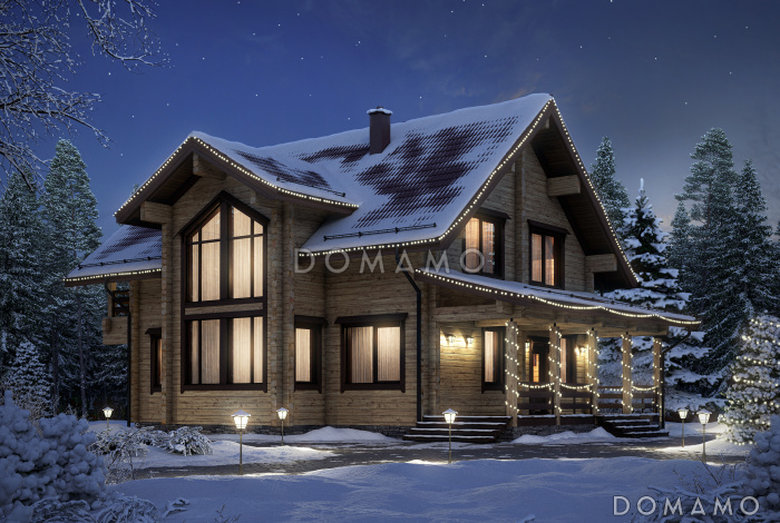 Проект дома из бруса с небольшой кухней