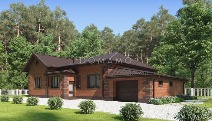 Проект дома с гаражом, хозпомещением, кухней-столовой с выходом во двор