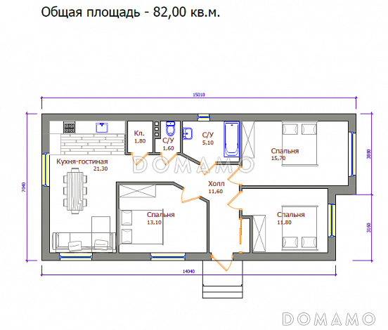 Проект 412 / План 1 этажа