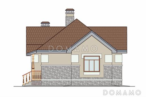 Проект одноэтажного дома из кирпича с многощипцовой крышей / Фасад 2