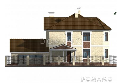Проект дома из СИП панелей в классическом стиле с гаражом / Фасад 1