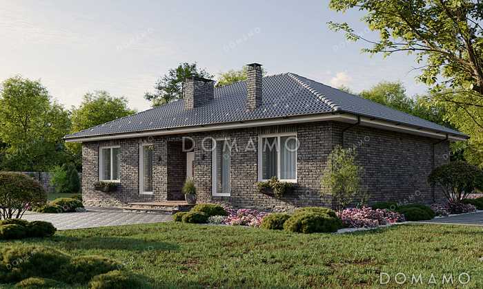 Проект дома из газобетона с тремя спальнями, двумя санузлами и небольшой террасой