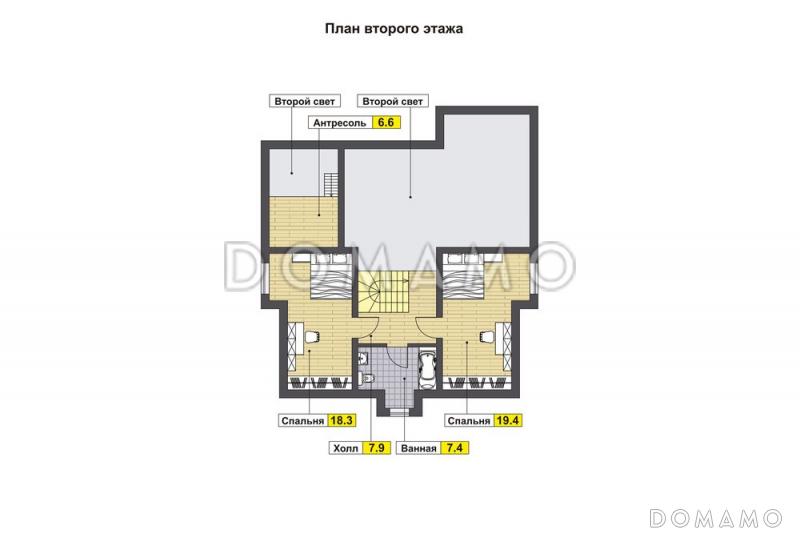 Проект дома из газобетона со вторым светом / План мансардного этажа