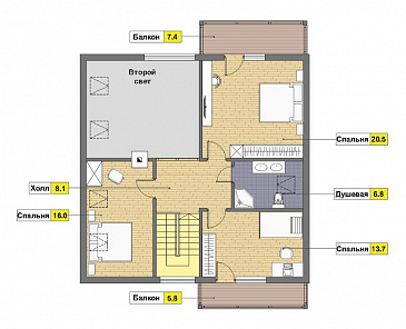 Проект кирпичного дома с угловой террасой / План 1 этажа