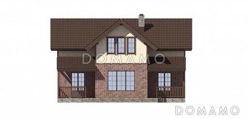 Проект дома с просторной гостиной и холлом на втором этаже / Фасад 1