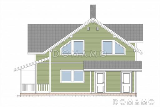 Проект каркасного дома с мансардой / Фасад 2