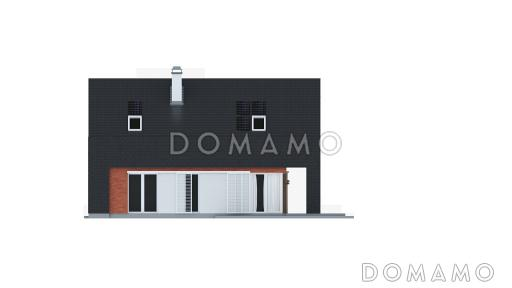 Проект одноэтажного мансардного дома из газобетона с балконом и современными элементами экстерьера  / Фасад 1