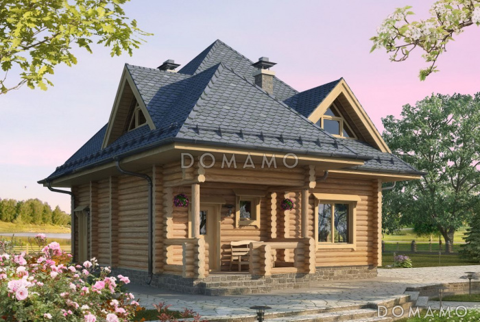 Проект небольшого загородного дома с красивой серой крышей