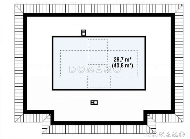 Проект одноэтажного дома из газобетона с тремя спальнями и комнатой на мансардном этаже / План мансардного этажа
