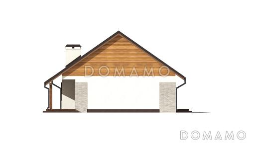 Проект классического одноэтажного дома из газобетона с тремя спальнями и возможностью обустройства мансарды и  с гаражом / Фасад 4