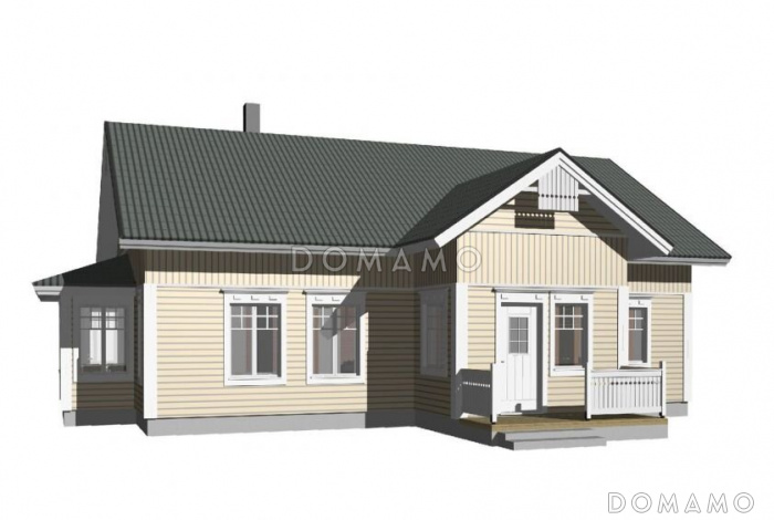 Проект каркасного дома с эркером, сауной на первом этаже