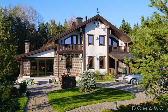 Проект каркасного дома с цокольным этажом и небольшим бассейном