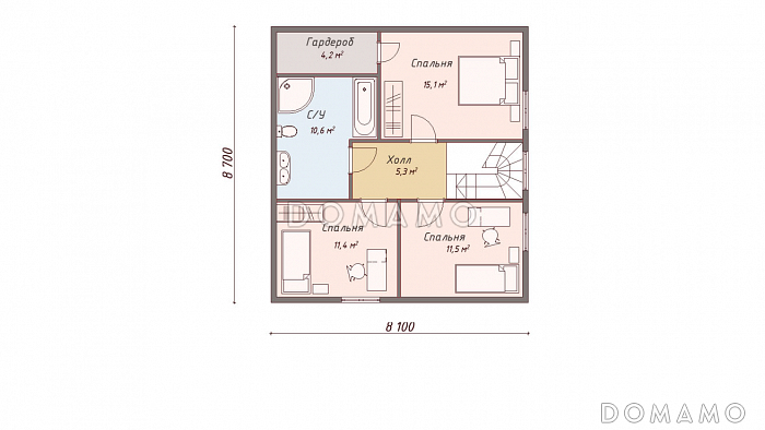 Каркасный дом "Лоза" / План 2 этажа