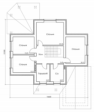 Проект красивого двухэтажного дома c большим гаражом и террасой / План 2 этажа