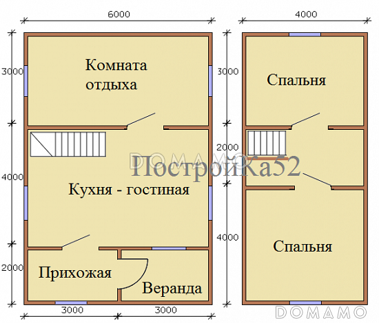 Каркасный дом на сваях / План 1 этажа