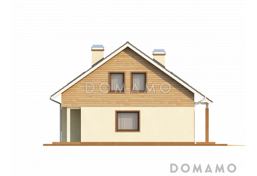 Проект классического мансардного дома из газобетона со встроенным гаражом / Фасад 4