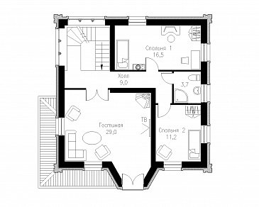Проект коттеджа в готическом стиле / План 2 этажа