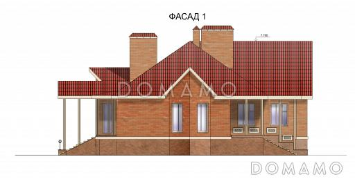 Проект одноэтажного дома с цокольным этажом / Фасад 1