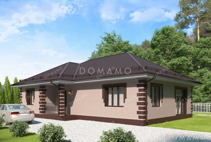 Проект одноэтажного дома с тремя спальнями