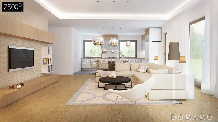 Проект одноэтажного дома из газобетона с гаражом на 2 автомобиля и подвалом