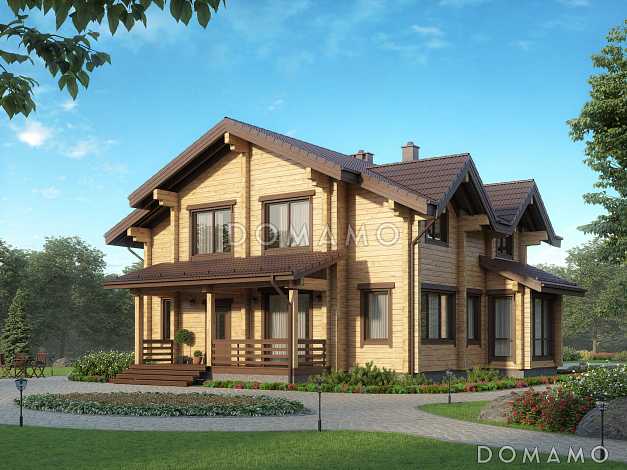 Проект двухэтажного дома с кухней-столовой, сауной и большими спальнями