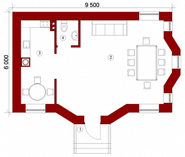 Проект беседки из пеноблоков / План 1 этажа