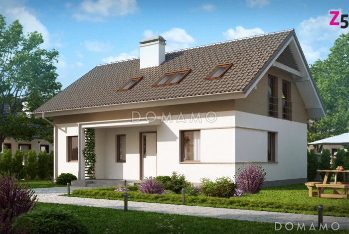 Проект одноэтажного мансардного дома из кирпича с дополнительной спальней и кабинетом на первом этаже