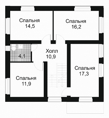 Проект дома из кирпича с небольшой кухней / План 2 этажа