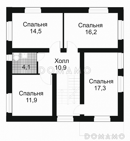 Проект дома из кирпича с небольшой кухней / План 2 этажа