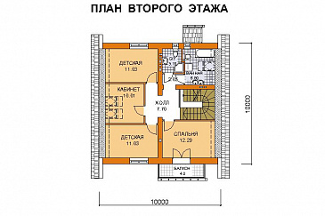Проект дома по технологии ЛСТК до 150 кв.м с двухскатной крышей / План мансардного этажа