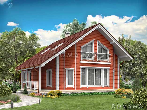 Проект каркасного дома с французским балконом