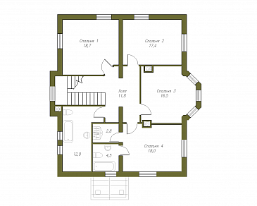 Проект дома из пенобетона без гаража / План 2 этажа