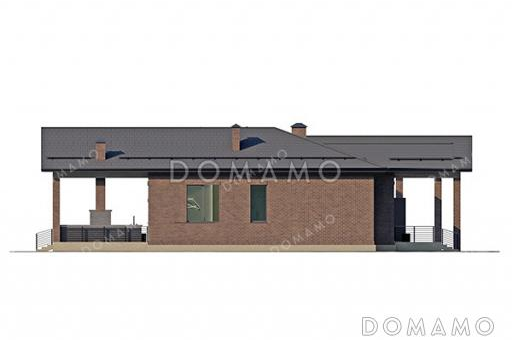 Проект дома с гаражом, навесом, подвалом, мастер-спальней и двумя детскими / Фасад 2