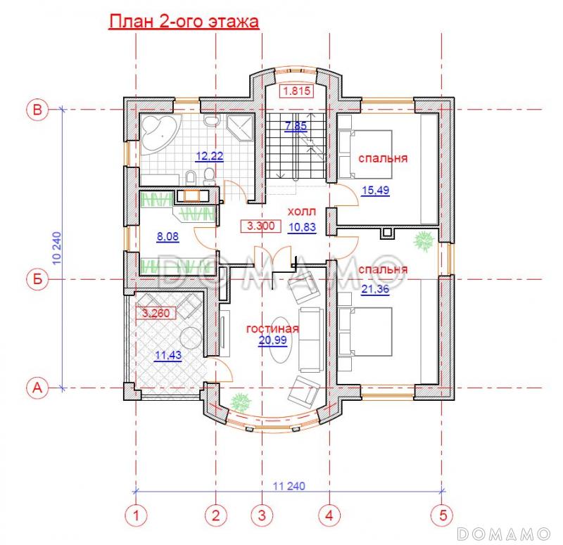 Проект дома с предусмотренной котельной на цокольном этаже / План 2 этажа