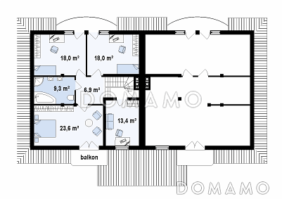 Проект двухэтажных домов-близнецов из газобетона с гаражом и чердаком / План 2 этажа