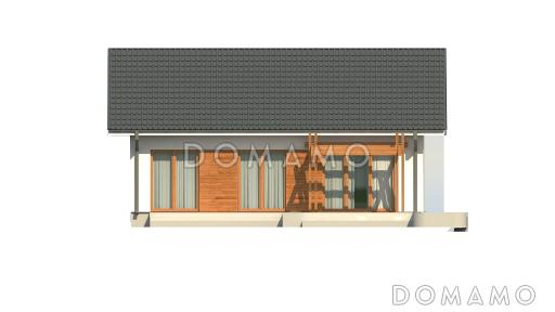 Проект простого компактного одноэтажного дома из газобетона с открытой террасой  / Фасад 3