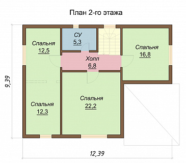 Проект двухэтажного коттеджа / План 2 этажа