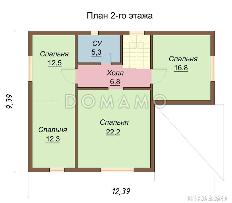 Проект двухэтажного коттеджа / План 2 этажа