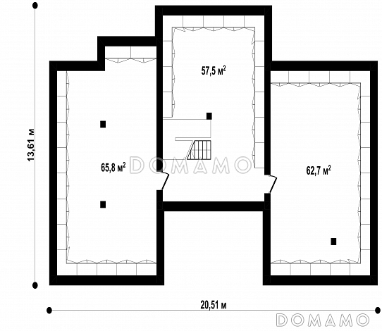Проект двухэтажного дома с подвалом, гаражом, кладовой в центре кухонной зоны / План цокольного этажа