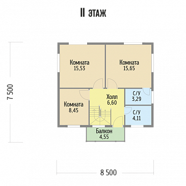 Проект компактного, функционального дома, с деревянной вагонкой / План 2 этажа