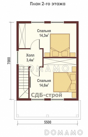 Дом из профилированного бруса ДПБ4 / План мансардного этажа