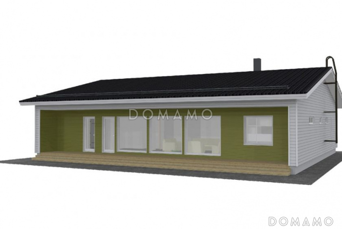 Проект одноэтажного дома с небольшой гардеробной, санузлом в хозяйской спальне