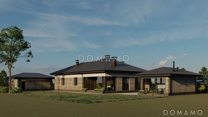 Проект газобетонной беседки с хозблоком и барбекю