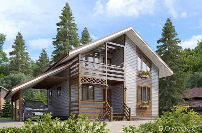 Проект  дома из клееного бруса строгого современного стиля
